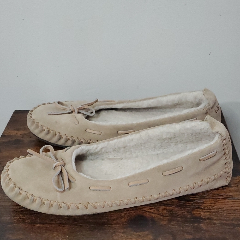 Womens L.L Bean Hearthside Slippers Side 9 Faux Fur Lined